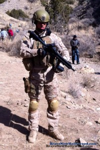 Ready for action. Actor Cam Gigandet in his Seals uniform for the new movie Geronimo