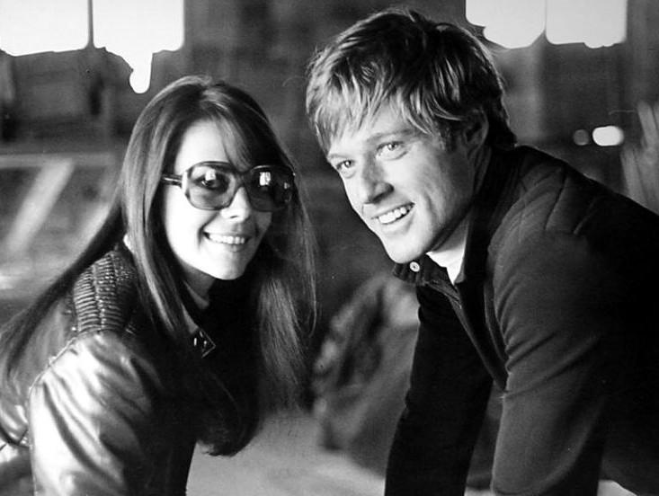 Natalie Wood visiting Robert Redford on the set of "Downhill racer" (1969, Paramount Pictures)
