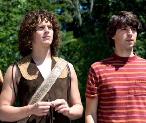 Jonathan Groff (seen here with Demetri Martin)was very memorable in Ang Lee's "Taking Woodtsock" (2009).