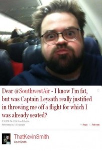 Kevin Smith tweeted about his experience with Southwest airlines in 2010.