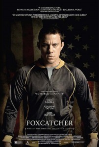 Actor Channing Tatum as Olympic wrestler Mark Schultz on the movie poster of FOXCATCHER (2014) 