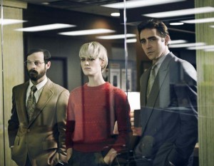 The cast of AMC TV's Halt and Catch Fire L-R: Scoot McNairy, Mackenzie Davis, and Lee Pace.