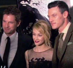 L-R: Director Gary Shore and stars of DRACULA UNTOLD Sarah Gadon and Luke Evans during NY screening of the film.