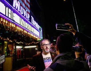 Exec. Director of Cinemfamily, Hadrian Belove talks to reporters - photo: Tyrone Roberts, courtesy of The Cinefamily