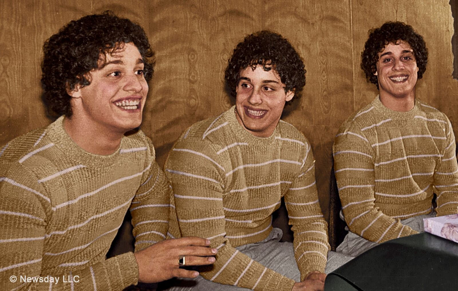 Triplets Bobby, Eddy and David reunite after 19 years., in the unbelievable story told in "Three Identical Strangers." - CNN Films, Neon