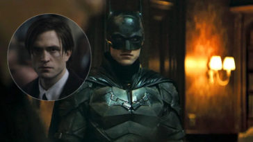 The Batman stars Robert Pattinson seen here in civilian cl;othing, suit and tie and in the Batman costume on the set of the film.
